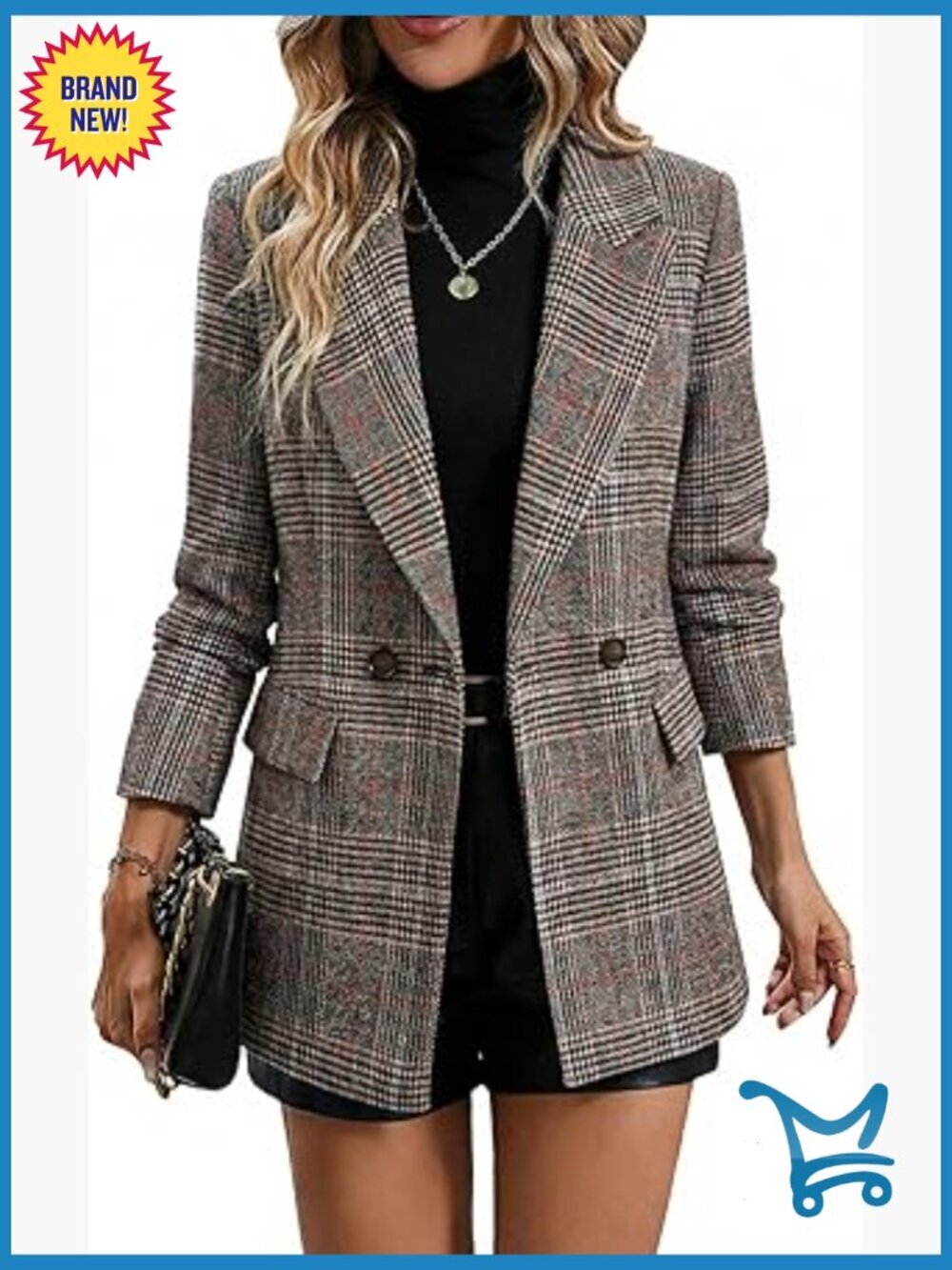 Lightweight Plaid Houndstooth Blazer - Blazers & Suit Jackets